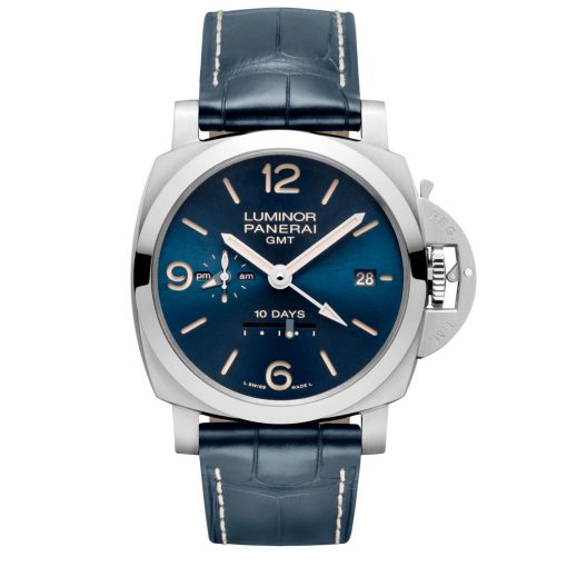 Panerai Pam00986 Luminor 1950 44Mm 3 Days Gmt 10 Days Blue Dial Stainless Steel Watch