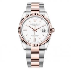 Rolex Datejust 126231 White Index Oyster 36mm Stainless Steel and Rose Gold Ladies Watch