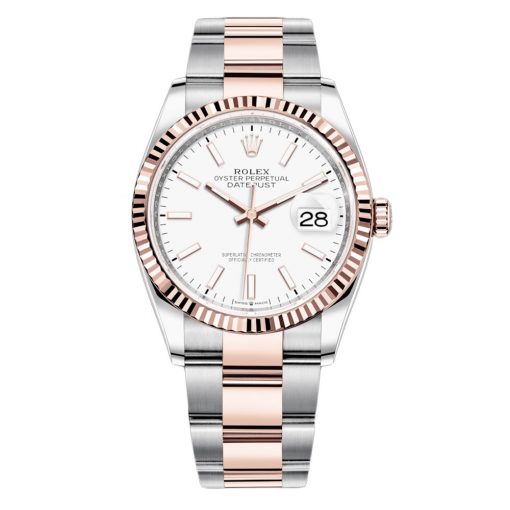 Rolex Datejust 126231 White Index Oyster 36Mm Stainless Steel And Rose Gold Ladies Watch