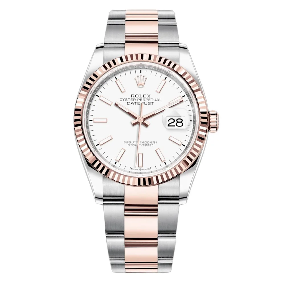 Rolex Datejust 126231 White Index Oyster 36Mm Stainless Steel And Rose Gold Ladies Watch