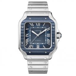 Cartier WSSA0048 Santos de Cartier Blue Dial Stainless Steel Watch