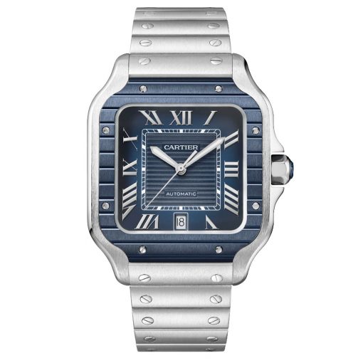 Cartier Wssa0048 Santos De Cartier Blue Dial Stainless Steel Watch