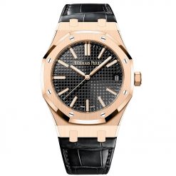 Audemars Piguet 15510OR.OO.D002CR.01 Royal Oak Selfwinding Black Dial 41mm Pink Gold Watch