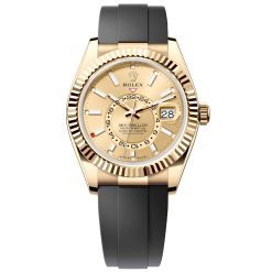 Rolex 336238-0001 Sky-Dweller Champagne Dial 18k Yellow Gold Oysterflex Watch