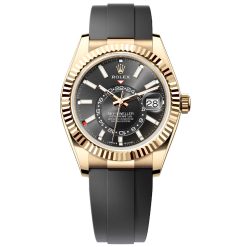 Rolex 336238-0002 Sky-Dweller Black Dial 18k Yellow Gold Oysterflex Watch