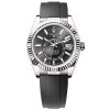 Rolex 336239-0002 Sky-Dweller Black Dial 18K White Gold Oysterflex Watch