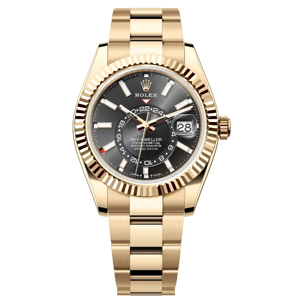 Rolex 336938-0002 Sky-Dweller Black Dial 18K Yellow Gold Watch