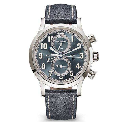 Patek Philippe 5924G-001 Calatrava Pilot Travel Time Chronograph Grey Dial White Gold Watch