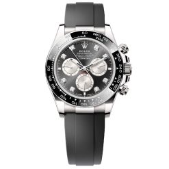 Rolex 126519LN-0004 Cosmograph Daytona Black Diamond Dial White Gold Oysterflex Bracelet Watch