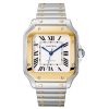 Cartier W2Sa0016 Santos Yellow Gold And Steel Case Silvered Dial Watch