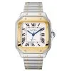Cartier W2Sa0016 Santos Yellow Gold And Steel Case Silvered Dial Watch