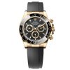 Rolex 126518Ln-0008 Cosmograph Daytona Black Dial Yellow Gold Oysterflex Watch