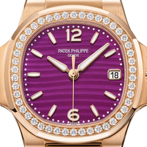 Patek Philippe 7010/1R-013 Nautilus Purple Dial 18K  Rose Gold Diamond Bezel Ladies Watch - Image 2