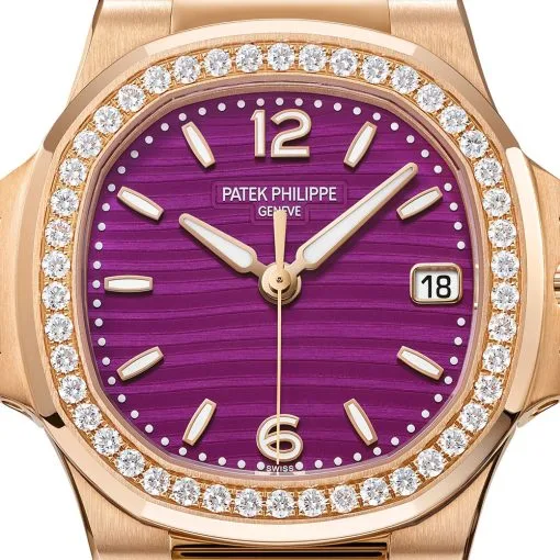 Patek Philippe 7010/1R-013 Nautilus Purple Dial 18K Rose Gold Diamond Bezel Ladies Watch - Image 2