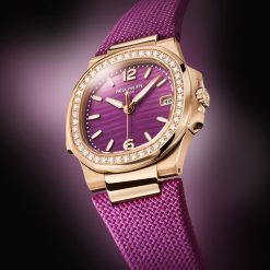 Patek Philippe 7010R 013 Nautilus Purple Dial Rose Gold Diamond Bezel Ladies Watch Face