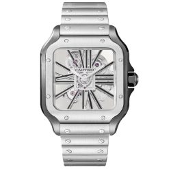 Cartier WHSA0027 Santos watch, skeleton, large model