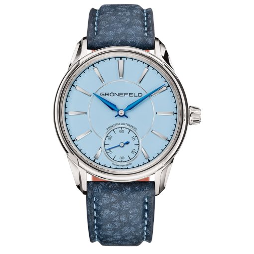 Gronefeld 1941 Principia Automatic Stainless Steel Blue Leather Strap With Turquoise Dial Watch