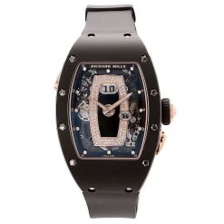 Richard Mille RM037 Automatic in Black Ceramic 
Rose Gold on Black Rubber Strap with Black Diamond Dial Watch