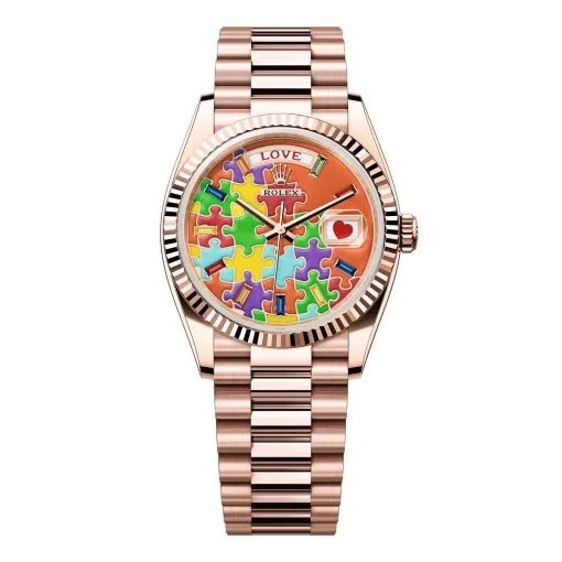 Rolex-128235-0063-Day-Date-36Mm-Everose-Gold-Fluted-Bezel-Emoji-Puzzle-Dial-Watch
