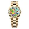 Rolex 128238-0106 Day-Date 36Mm Yellow Gold Fluted Bezel Emoji Puzzle Dial Watch