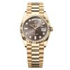 Rolex Day-Date 128238-0022 Dark Grey-Diamond Dial 36Mm Yellow Gold Midsize Watch