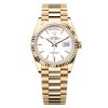 Rolex Day-Date 128238-0081 White Stick Dial 36Mm Yellow Gold Midsize Watch