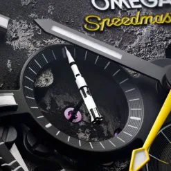 Omega 310.92.44.50.01.001 Speedmaster Dark Side Of The Moon Black Ceramic On Rubber Strap Watch Dial 2