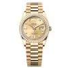 Rolex Day-Date 128348Rbr-0008 Champagne-Diamond Dial 36Mm Yellow Gold Watch