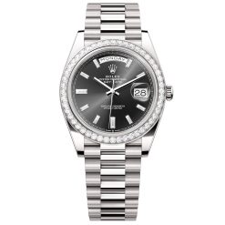 Rolex Day-Date 228349rbr-0003 Black Baguette Diamond Dial 40mm White Gold Men's Watch