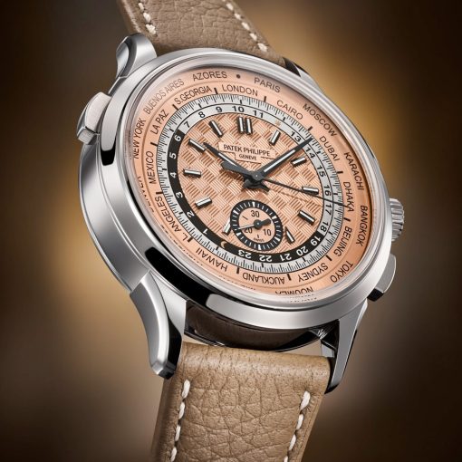 Patek Philippe 5935A-001 World Time Chronograph Salmon Dial Stainless Steel Watch - Image 3