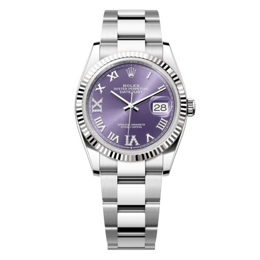 Rolex Datejust 126234-0022 Aubergine Roman-Diamonds Dial Oyster 36Mm Stainless Steel Midsize Watch