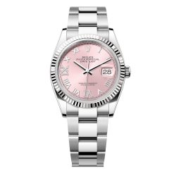 Rolex Datejust 126234-0032 Pink Roman-Diamonds Dial Oyster 36mm Stainless Steel Midsize Watch