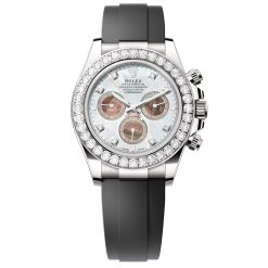 Rolex 126589RBR-0001 Cosmograph Daytona Diamond MOP Dial Diamond Bezel White Gold Oysterflex Watch