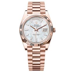 Rolex Day-Date 228235-0056 MOP Baguette Diamond Dial 40mm Everose Gold Men's Watch