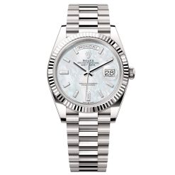 Rolex Day-Date 228239-0078 MOP Baguette Diamond Dial 40mm White gold Men's Watch