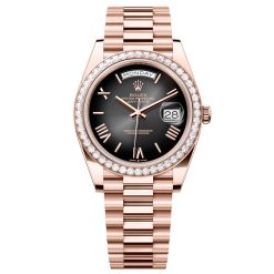 Rolex Day-Date 228345rbr-0025 Slate Ombré Dial Diamond Bezel 40mm Everose Gold Men's Watch