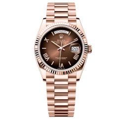 Rolex Day-Date 128235-0075 Brown Ombre Dial 36mm Everose Gold Midsize Watch