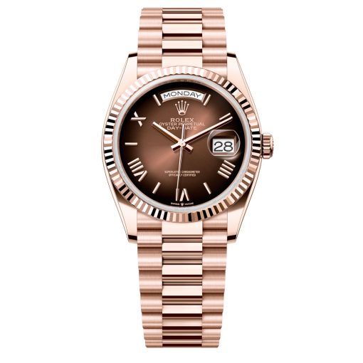 Rolex Day-Date 128235-0075 Brown Ombre Dial 36Mm Everose Gold Midsize Watch