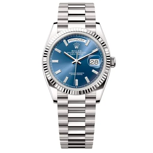 Rolex Day-Date 128239-0069 Blue Diamond Diamond 36Mm White Gold Midsize Watch
