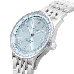 Breitling A17329171C1A1 Navitimer Automatic 41Mm Ice Blue Dial Stainless Steel Watch Side