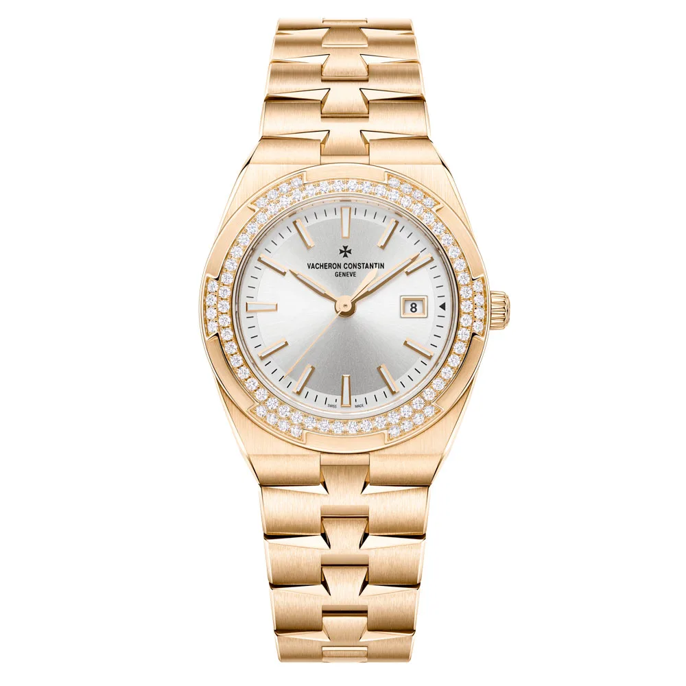 Vacheron Constantin 1225V/200R-H031 Overseas 33Mm Silver Dial Pink Gold Watch