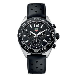 TAG Heuer CAZ1010.FT8024 Formula 1 Chronograph Quartz 43 Stainless Steel Black Dial Rubber Bracelet Watch