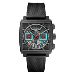 TAG Heuer CBL2184.FT6236 Monaco Calibre Heuer 02 Titanium DLC Skeleton - Turquoise Dial Watch