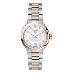 TAG Heuer WBN2450.BD0569 Carrera Date Automatic 29 Stainless Steel - Pink Gold Mother-of-Pearl Dial Watch