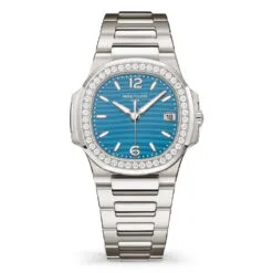 Patek Philippe 7010/1G-013 Nautilus Blue Dial 18k White Gold Diamond Bezel Ladies Watch