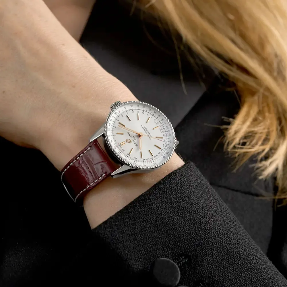 Breitling A17327211G1P1 Navitimer Automatic 36 Stainless Steel Alligator Silver Dial Watch - Image 2