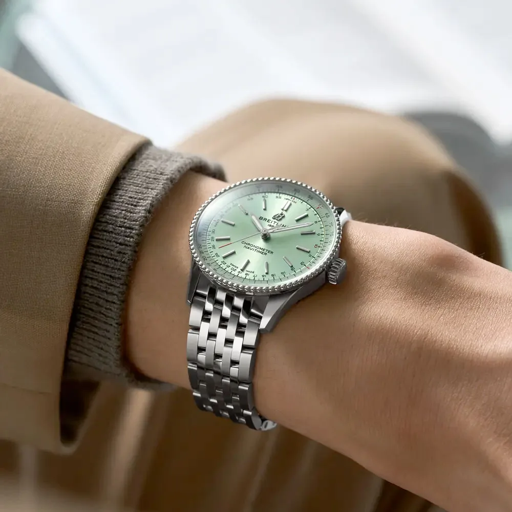 Breitling A17327361L1A1 Navitimer Automatic 36 Stainless Steel Mint Green Dial Watch - Image 2