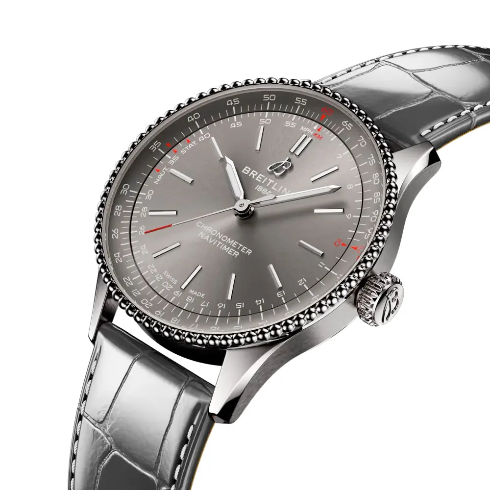 Breitling A17327381B1P1 Navitimer Automatic 36 Stainless Steel Alligator Grey Dial Watch - Image 2