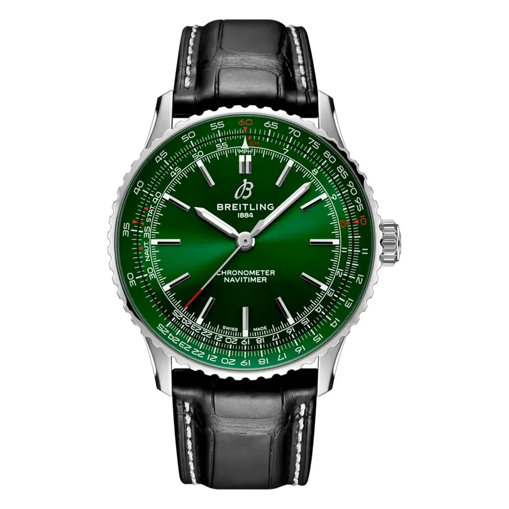 Breitling A17329371L1P1 Navitimer Automatic 41 Stainless Steel Green Dial Watch
