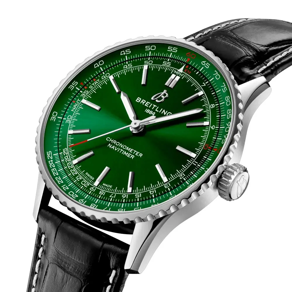 Breitling A17329371L1P1 Navitimer Automatic 41 Stainless Steel Green Dial Watch - Image 2